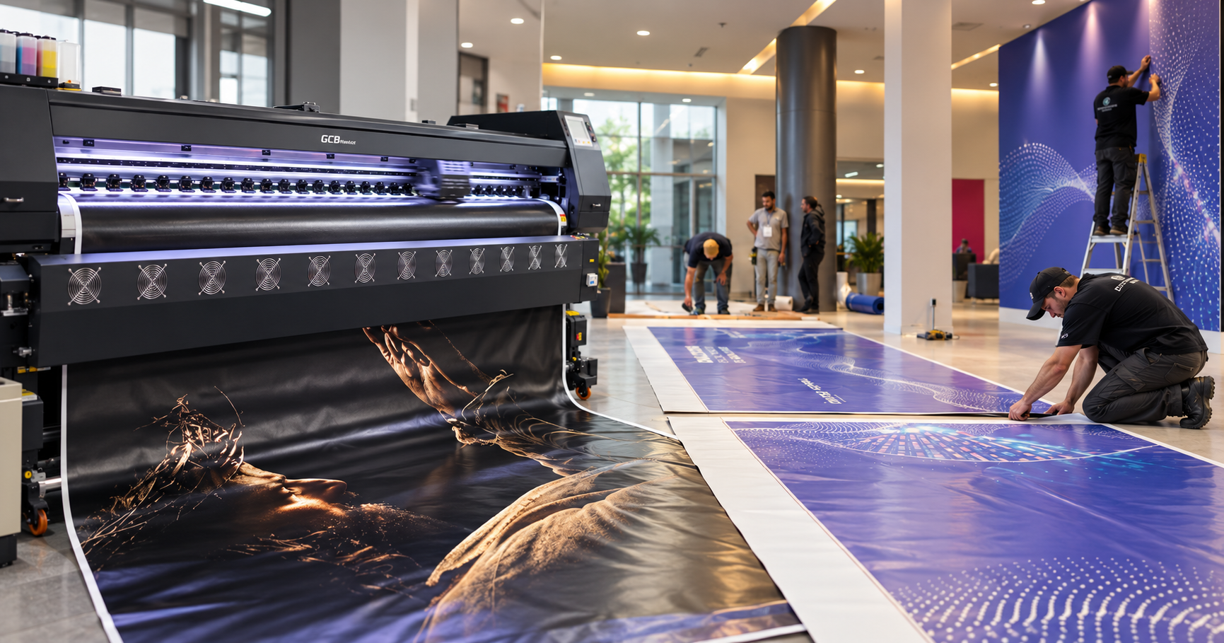 Produção e instalação de comunicação visual em evento corporativo